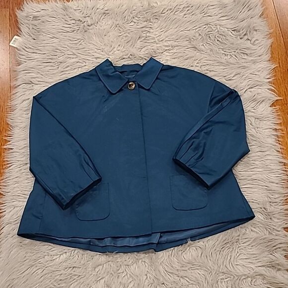 J jill stretch cropped teal cotton flowy lined jacket size small - Picture 1 of 9